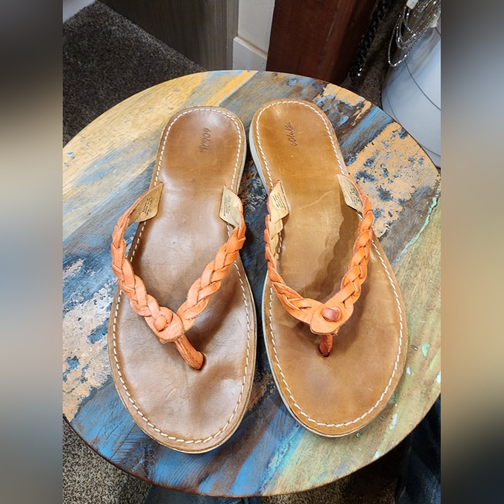 OluKai Tan Braided Sandals Casual Comfort